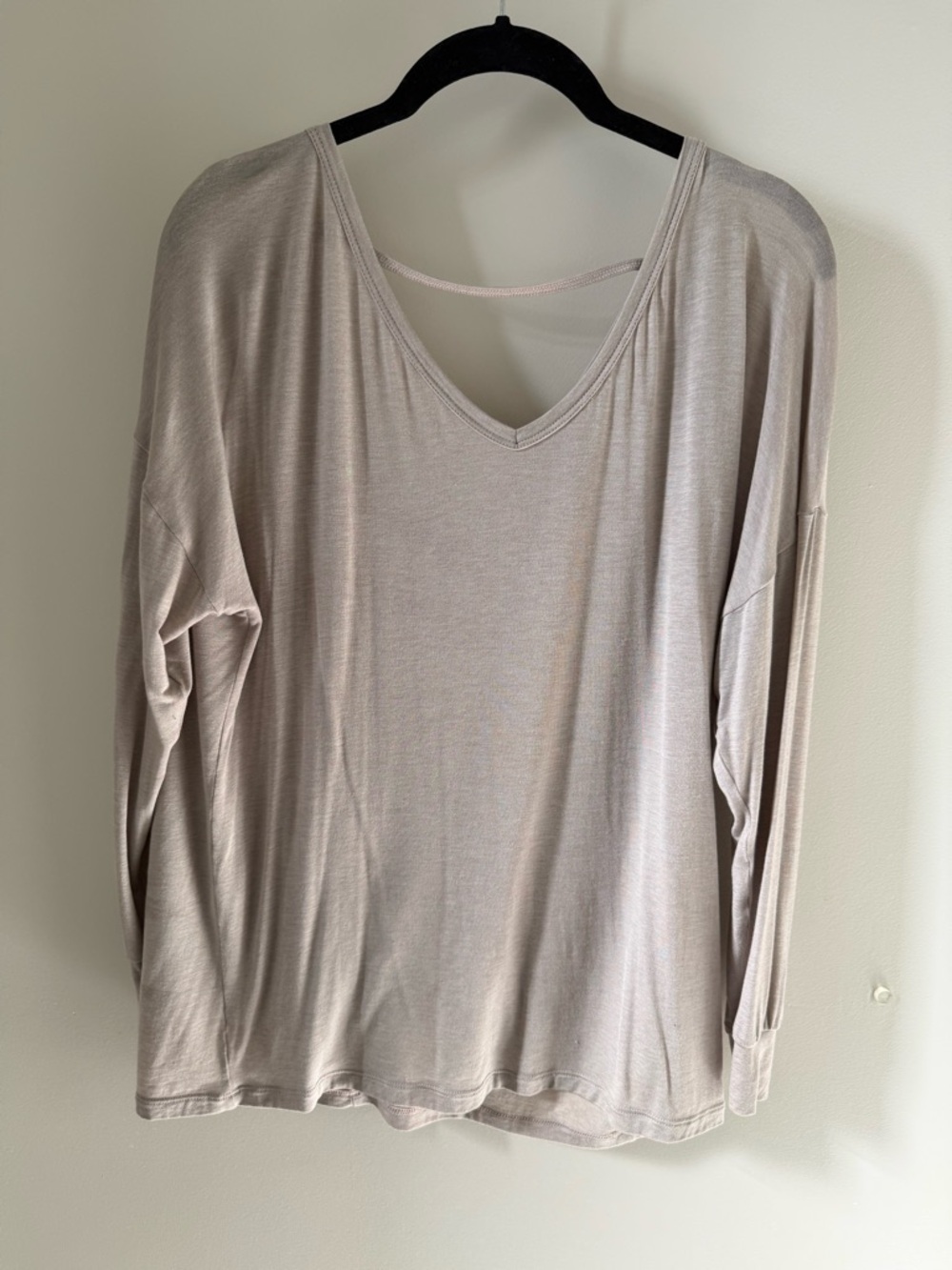 Intimissimi Long Sleeve V-Neck Top - Light Taupe